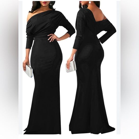 New Cocktail Party Dress Sexy Off Shoulder Ruffle Elegant Evening Prom Dress - Picture 1 of 15